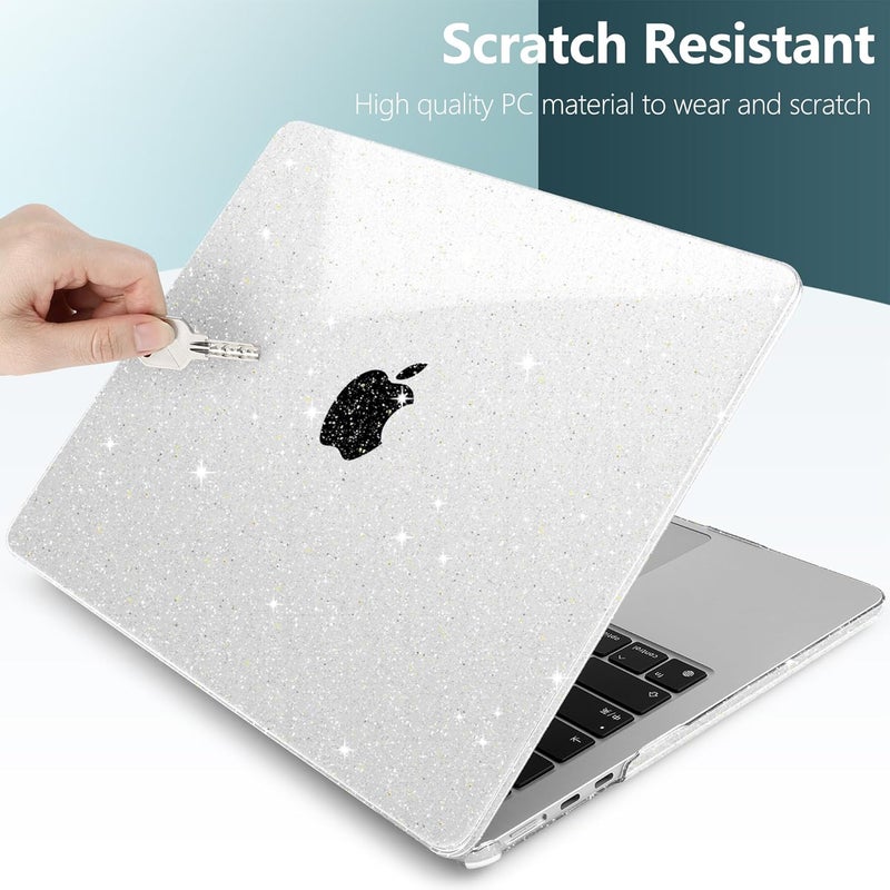 DONGKE Compatible with MacBook Air 13.6 inch Case M4 M3 M2 2025 2024 2023 2022 A3240 A3113 A2681, Glitter Bling Plastic Hard Shell & Keyboard Cover for MacBook Air M4 13 inch Case, Sparkly Clear - Image 3